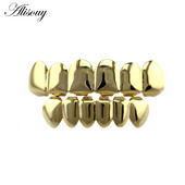 Alisouy 1pc Hip Hop zlatne boje Rešetke za zube Gore Donje Rešetke za zube Dental Vampire Teeth Caps Usta Halloween Party Nakit za tijelo