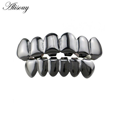 Alisouy 1pc Hip Hop zlatne boje Rešetke za zube Gore Donje Rešetke za zube Dental Vampire Teeth Caps Usta Halloween Party Nakit za tijelo