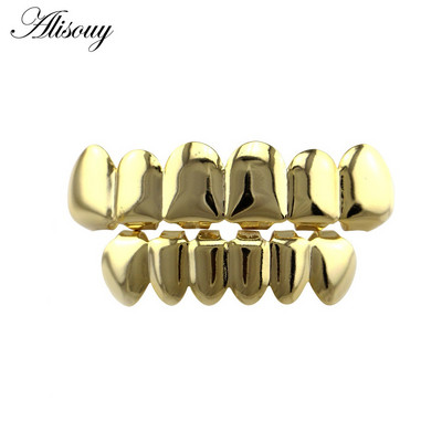 Alisouy 1pc Hip Hop zlatne boje Rešetke za zube Gore Donje Rešetke za zube Dental Vampire Teeth Caps Usta Halloween Party Nakit za tijelo