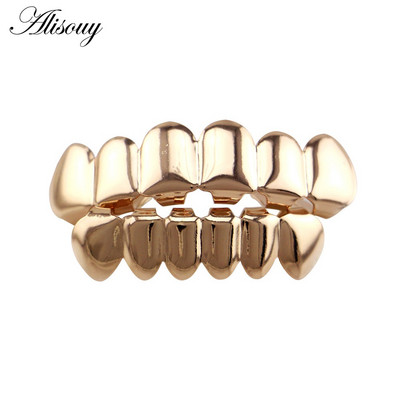 Alisouy 1pc Hip Hop zlatne boje Rešetke za zube Gore Donje Rešetke za zube Dental Vampire Teeth Caps Usta Halloween Party Nakit za tijelo
