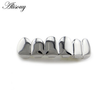 Alisouy 1pc Hip Hop zlatne boje Rešetke za zube Gore Donje Rešetke za zube Dental Vampire Teeth Caps Usta Halloween Party Nakit za tijelo