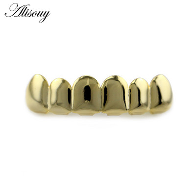 Alisouy 1pc Hip Hop zlatne boje Rešetke za zube Gore Donje Rešetke za zube Dental Vampire Teeth Caps Usta Halloween Party Nakit za tijelo