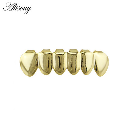 Alisouy 1pc Hip Hop zlatne boje Rešetke za zube Gore Donje Rešetke za zube Dental Vampire Teeth Caps Usta Halloween Party Nakit za tijelo