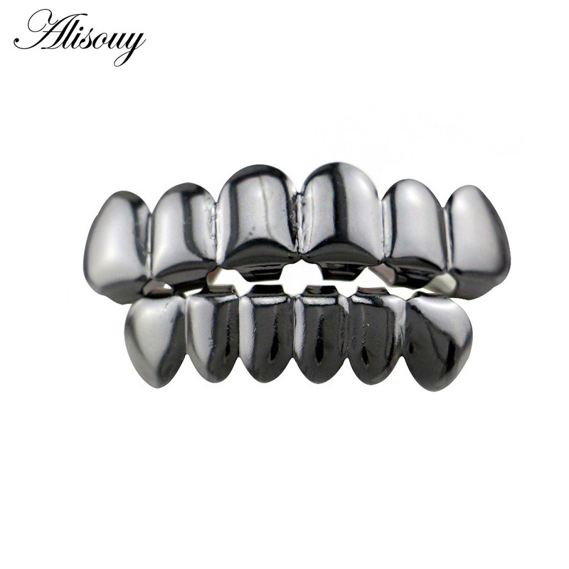 Alisouy 1pc Hip Hop zlatne boje Rešetke za zube Gore Donje Rešetke za zube Dental Vampire Teeth Caps Usta Halloween Party Nakit za tijelo