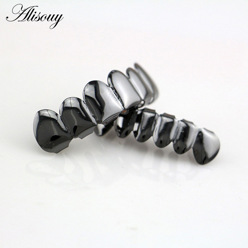 Alisouy 1pc Hip Hop zlatne boje Rešetke za zube Gore Donje Rešetke za zube Dental Vampire Teeth Caps Usta Halloween Party Nakit za tijelo