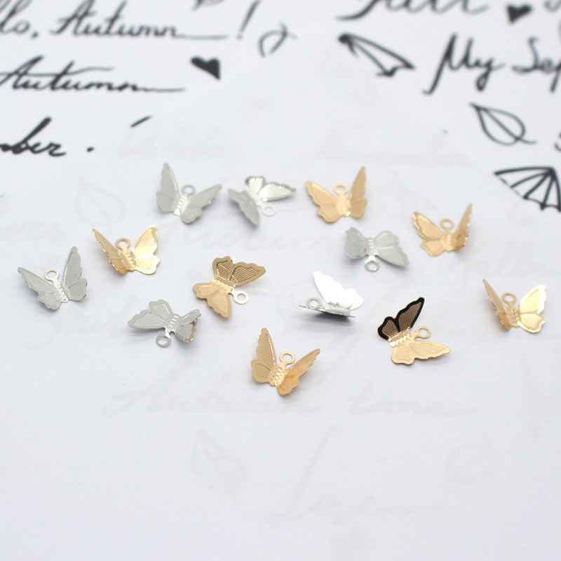 10 τμχ Χαριτωμένο 3D σκουλαρίκι πεταλούδας Σύνδεσμος κραμάτων Charms Χαριτωμένα μικρά σκουλαρίκια Βραχιόλι Κολιέ Μενταγιόν Εκλεκτά ευρήματα κοσμημάτων