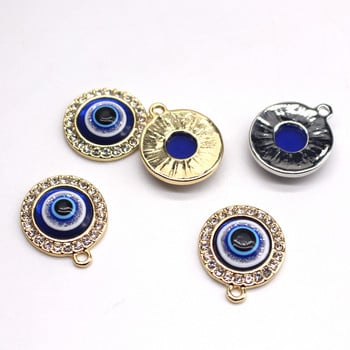 4 бр. Нови кристали Lucky Turkey Evil Eye Колие Обеци Талисмани Кръг Кръгла гривна Висулка Украса Направи си сам бижута