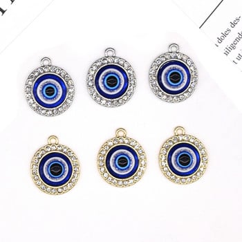 4 бр. Нови кристали Lucky Turkey Evil Eye Колие Обеци Талисмани Кръг Кръгла гривна Висулка Украса Направи си сам бижута