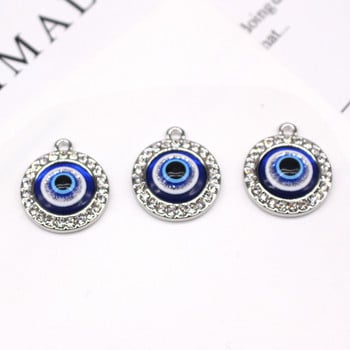 4 бр. Нови кристали Lucky Turkey Evil Eye Колие Обеци Талисмани Кръг Кръгла гривна Висулка Украса Направи си сам бижута