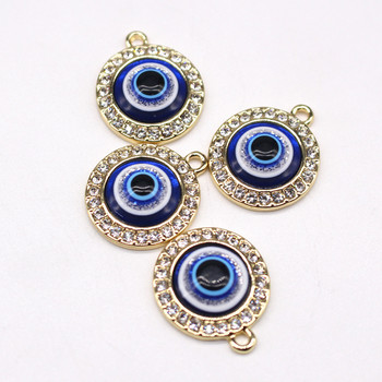 4 бр. Нови кристали Lucky Turkey Evil Eye Колие Обеци Талисмани Кръг Кръгла гривна Висулка Украса Направи си сам бижута