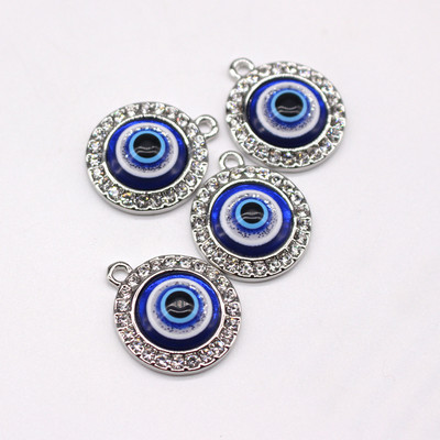 4 komada novih vještačkih dijamanata Lucky Turkey Evil Eye Ogrlica Naušnice Privjesci Krug Okrugla Narukvica Privjesak Ukrasi DIY Napravite nakit