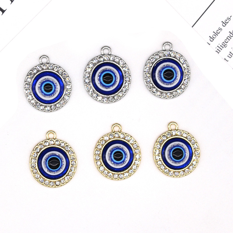 4 komada novih vještačkih dijamanata Lucky Turkey Evil Eye Ogrlica Naušnice Privjesci Krug Okrugla Narukvica Privjesak Ukrasi DIY Napravite nakit