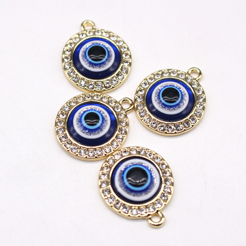 4 komada novih vještačkih dijamanata Lucky Turkey Evil Eye Ogrlica Naušnice Privjesci Krug Okrugla Narukvica Privjesak Ukrasi DIY Napravite nakit