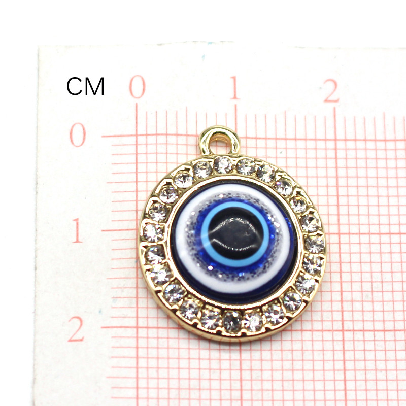 4 komada novih vještačkih dijamanata Lucky Turkey Evil Eye Ogrlica Naušnice Privjesci Krug Okrugla Narukvica Privjesak Ukrasi DIY Napravite nakit