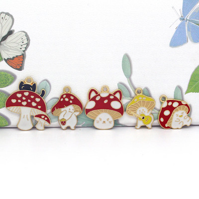 Mix 10kom/pak Emajl Mačka Gljiva Legure Privjesci Slatki Crtići Privjesci Za Naušnice Ogrlica Privjesak DIY Napravite Nakit C427