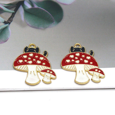 Mix 10kom/pak Emajl Mačka Gljiva Legure Privjesci Slatki Crtići Privjesci Za Naušnice Ogrlica Privjesak DIY Napravite Nakit C427