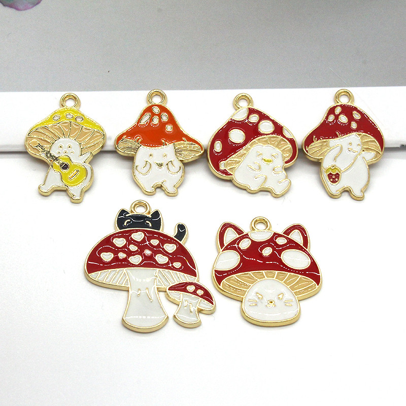 Mix 10kom/pak Emajl Mačka Gljiva Legure Privjesci Slatki Crtići Privjesci Za Naušnice Ogrlica Privjesak DIY Napravite Nakit C427