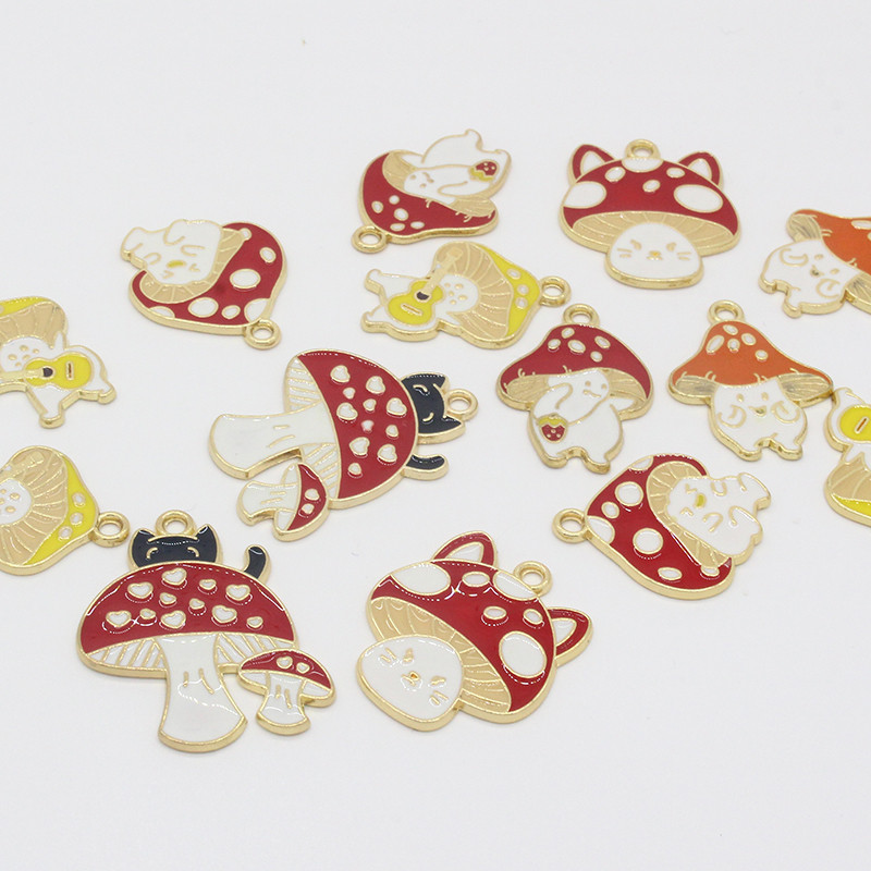 Mix 10kom/pak Emajl Mačka Gljiva Legure Privjesci Slatki Crtići Privjesci Za Naušnice Ogrlica Privjesak DIY Napravite Nakit C427