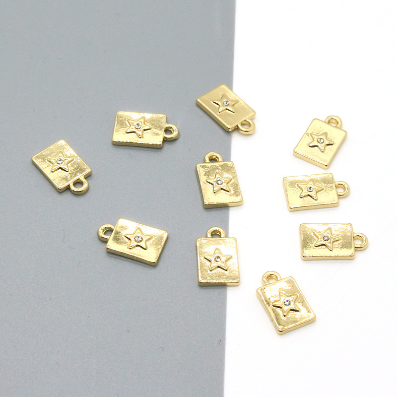 5 komada jednostavnih geometrijskih zlatnih zvjezdanih naušnica od legure privjesaka s pravokutnim kamenčićima, pravokutnih pentagramskih naušnica, privjesaka za izradu nakita