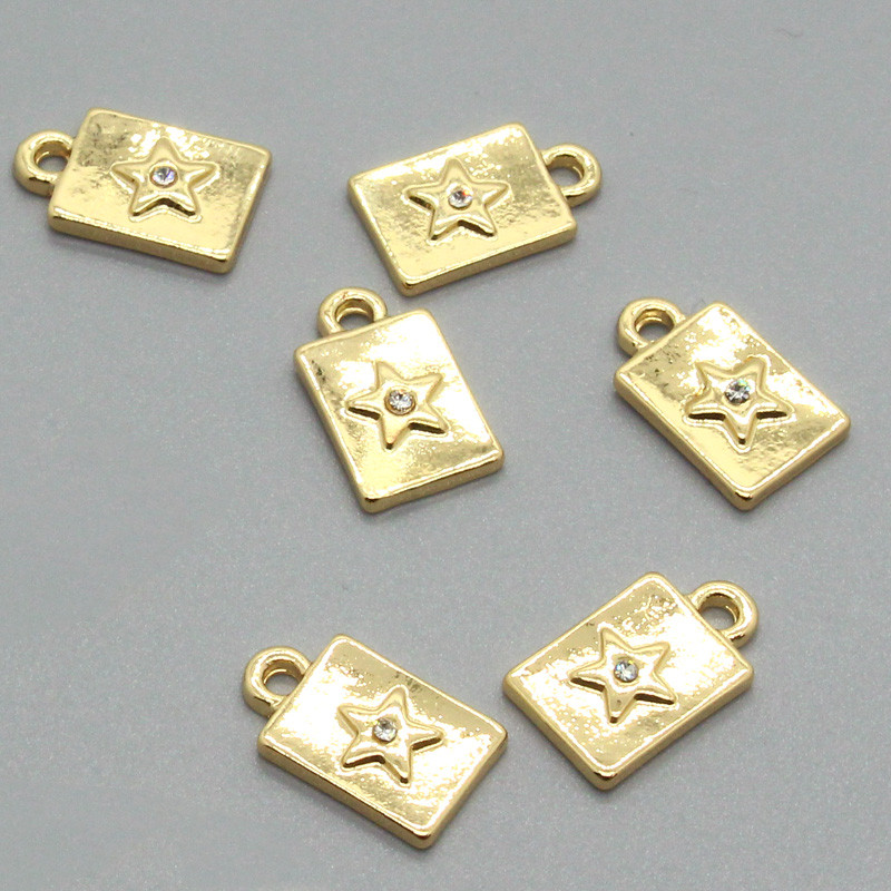5 komada jednostavnih geometrijskih zlatnih zvjezdanih naušnica od legure privjesaka s pravokutnim kamenčićima, pravokutnih pentagramskih naušnica, privjesaka za izradu nakita