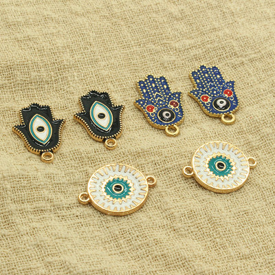 10 τμχ σμάλτο Fatima Hand Lucky Eye Charms Αξεσουάρ για σκουλαρίκι βραχιόλι Κρεμαστό αξεσουάρ DIY Bohemia Hands Charm Jewelry Make