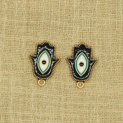 10 komada Emajl Fatima Hand Lucky Eye Charms Konektori za narukvicu Naušnice Privjesak Dodatak DIY Bohemia Hands Charm Izrada nakita