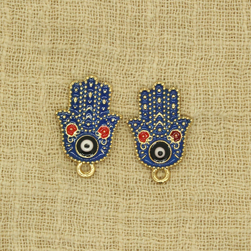 10 komada Emajl Fatima Hand Lucky Eye Charms Konektori za narukvicu Naušnice Privjesak Dodatak DIY Bohemia Hands Charm Izrada nakita