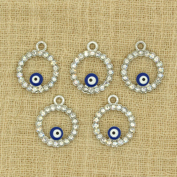 10 бр. 21x16 mm кухи кристали Evil Eye Charms за обеци Колие Висулка Аксесоар Направи си сам Lucky Blue Eye Charm Бижута Изработени