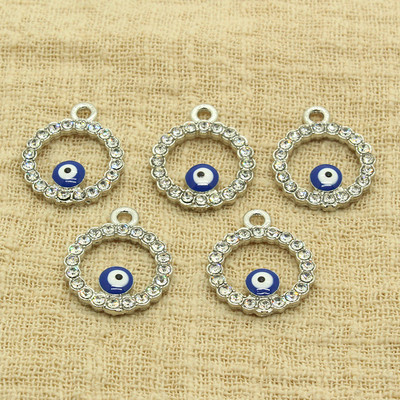 10vnt 21x16mm tuščiaviduriai Kalnų krištolas Evil Eye Pakabukai Auskarams Kaklo papuošalas Pakabukas Pasidaryk pats Lucky Blue Eye Charm Papuošalai Pagaminti