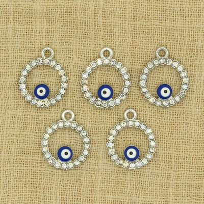10 bucăți 21x16mm strasuri goale brelocuri pentru ochi rău pentru cercei colier pandantiv accesoriu DIY norocos ochi albastru farmec bijuterii realizate