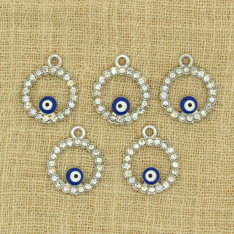 10 bucăți 21x16mm strasuri goale brelocuri pentru ochi rău pentru cercei colier pandantiv accesoriu DIY norocos ochi albastru farmec bijuterii realizate