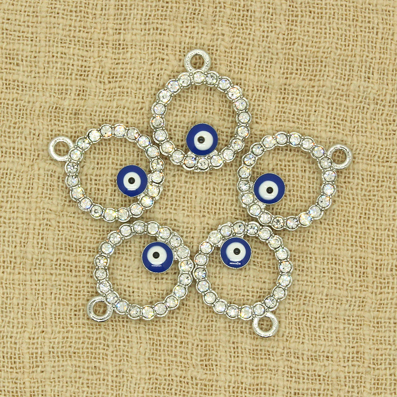 10 bucăți 21x16mm strasuri goale brelocuri pentru ochi rău pentru cercei colier pandantiv accesoriu DIY norocos ochi albastru farmec bijuterii realizate