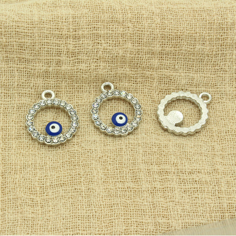 10 bucăți 21x16mm strasuri goale brelocuri pentru ochi rău pentru cercei colier pandantiv accesoriu DIY norocos ochi albastru farmec bijuterii realizate