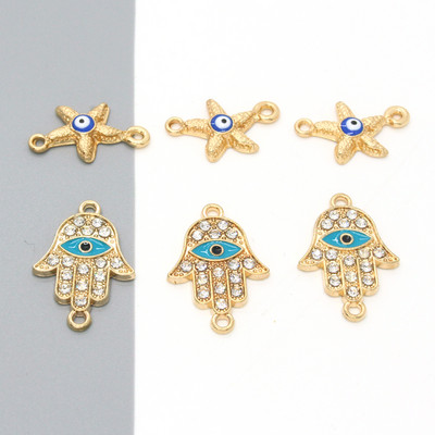 5 bucăți drăguț stea de aur Fatima brățară de mână conectori descoperiri rășină rășină evil eye brățări colier pandantiv face bijuterii DIY