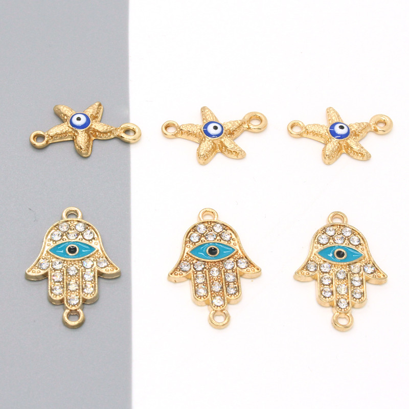5 komada slatke zlatne zvijezde Fatima narukvice za ruke Konektori Nalazi od smole Evil Eye Narukvice Ogrlica Privjesak Izrada DIY Izrada nakita