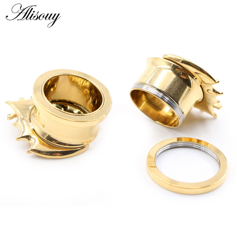 Alisouy 1buc 8-16mm din oțel inoxidabil Halloween liliac ață tuneluri urechi dopul carne expansor targi calibre Piercing bijuterii pentru corp