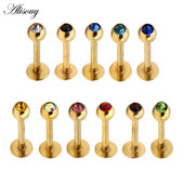 Alisouy 1 buc Labret Piercing Monroe Bar Lip Ring Stud 16G de culoare auriu Tragus Cercel Helix Cartilaj Nas Sprâncene Bijuterii pentru corp