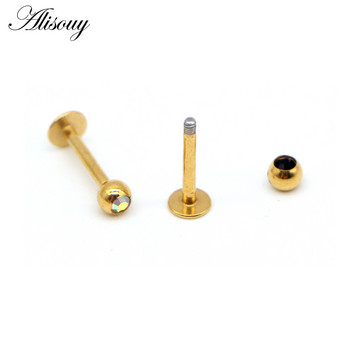 Alisouy 1 τμχ Labret Piercing Monroe Bar Lip Ring Stud 16G Χρυσό Σκουλαρίκι Tragus Helix Cartilage Nose Φρύδια Σώμα Κοσμήματα