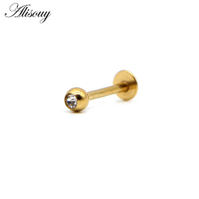 Alisouy 1 buc Labret Piercing Monroe Bar Lip Ring Stud 16G de culoare auriu Tragus Cercel Helix Cartilaj Nas Sprâncene Bijuterii pentru corp