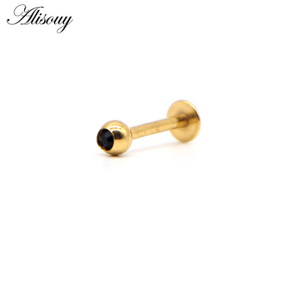 Alisouy 1 buc Labret Piercing Monroe Bar Lip Ring Stud 16G de culoare auriu Tragus Cercel Helix Cartilaj Nas Sprâncene Bijuterii pentru corp