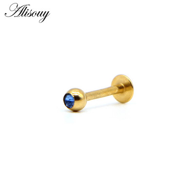 Alisouy 1 buc Labret Piercing Monroe Bar Lip Ring Stud 16G de culoare auriu Tragus Cercel Helix Cartilaj Nas Sprâncene Bijuterii pentru corp