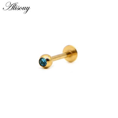 Alisouy 1 buc Labret Piercing Monroe Bar Lip Ring Stud 16G de culoare auriu Tragus Cercel Helix Cartilaj Nas Sprâncene Bijuterii pentru corp