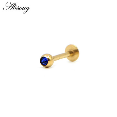 Alisouy 1 buc Labret Piercing Monroe Bar Lip Ring Stud 16G de culoare auriu Tragus Cercel Helix Cartilaj Nas Sprâncene Bijuterii pentru corp