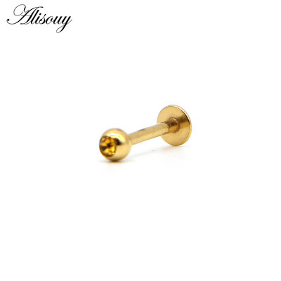 Alisouy 1 buc Labret Piercing Monroe Bar Lip Ring Stud 16G de culoare auriu Tragus Cercel Helix Cartilaj Nas Sprâncene Bijuterii pentru corp