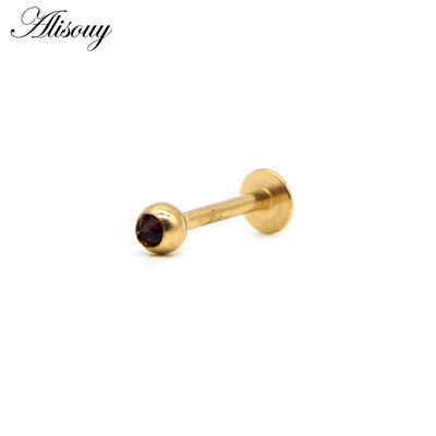 Alisouy 1 buc Labret Piercing Monroe Bar Lip Ring Stud 16G de culoare auriu Tragus Cercel Helix Cartilaj Nas Sprâncene Bijuterii pentru corp
