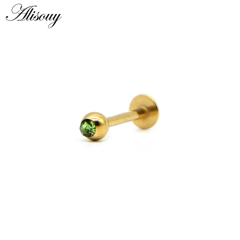 Alisouy 1 buc Labret Piercing Monroe Bar Lip Ring Stud 16G de culoare auriu Tragus Cercel Helix Cartilaj Nas Sprâncene Bijuterii pentru corp