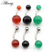 Alisouy 1buc 14G pietre bile burtic buric buton inele Piercing chirurgical din oțel inoxidabil Nombril Ombligo femei bărbați bijuterii pentru corp