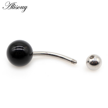 Alisouy 1 бр. 14G топки с камъни за корема, пъпа, пръстени, хирургически пиърсинг от неръждаема стомана Nombril Ombligo Жени, мъже, бижута за тяло