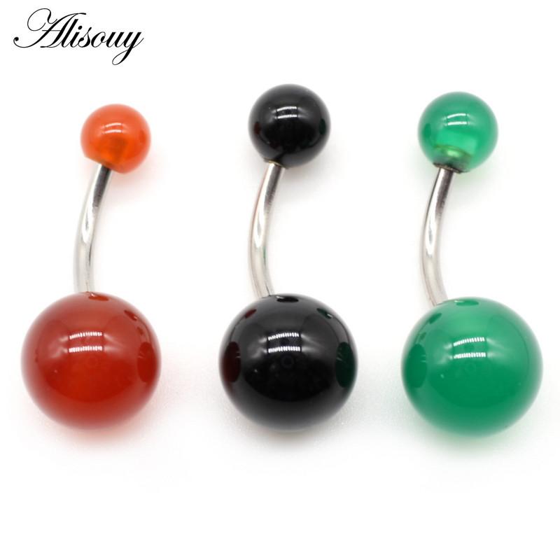 Alisouy 1buc 14G pietre bile burtic buric buton inele Piercing chirurgical din oțel inoxidabil Nombril Ombligo femei bărbați bijuterii pentru corp