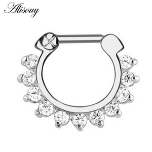 Δαχτυλίδι μύτης από ανοξείδωτο ατσάλι 1 τμχ Real Septum Clickers Nose Nariz Piercings Κρυστάλλινα σκουλαρίκια κρεμάστρα μύτης Sexy body Jewelry Piercings